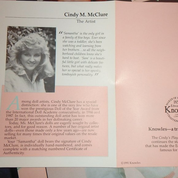 Samantha by Cindy M McClure 1990 Ashton Drake - Picture 8 of 12